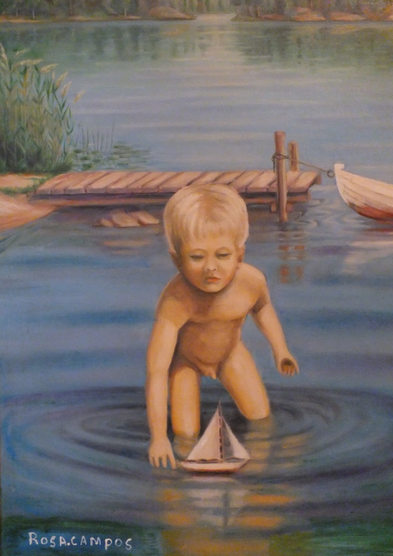 Nono y su barquito  -  56x70 cm