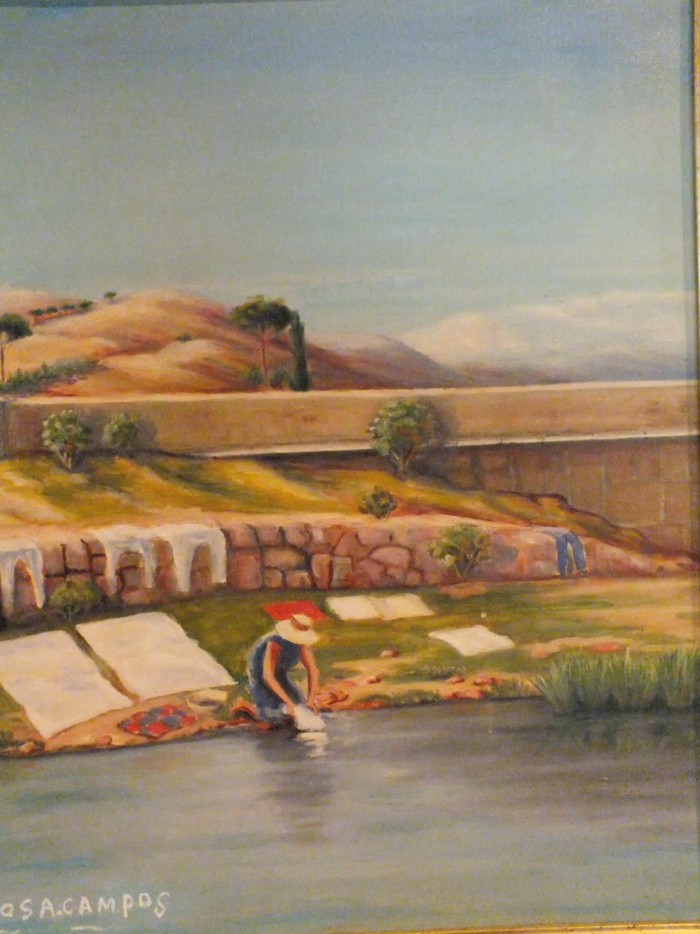 Mujer lavando en el río - 56,5x70 cm