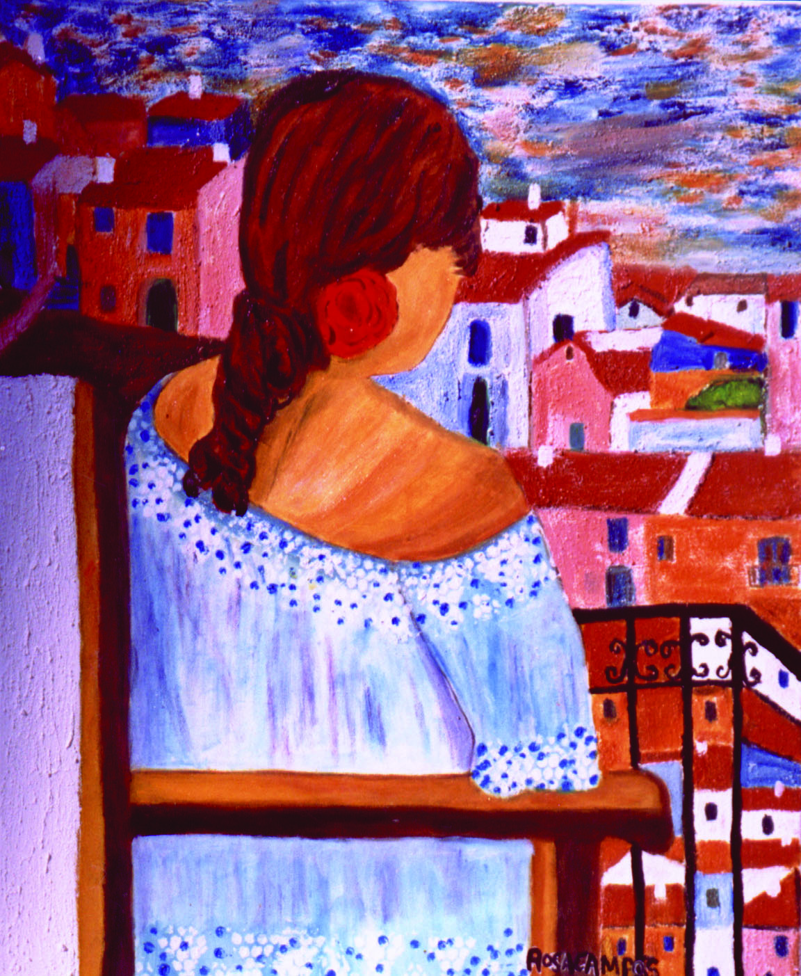 Mujer de Dalí en el barcón - 63x74 cm